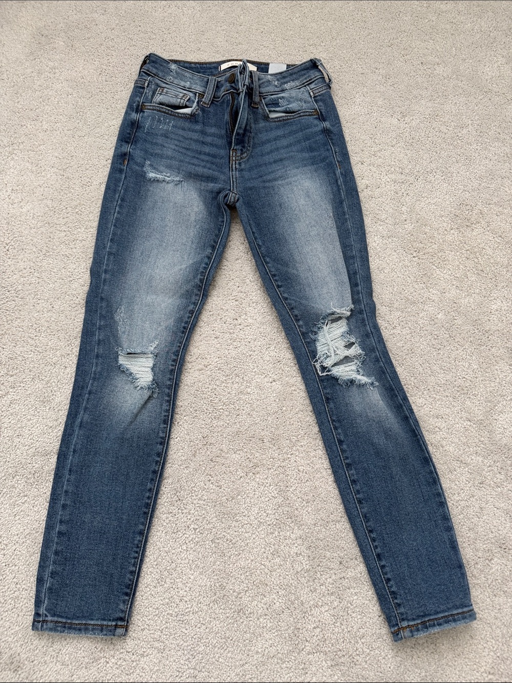 eunina Women's Distressed Dark Blue Skinny Jeans